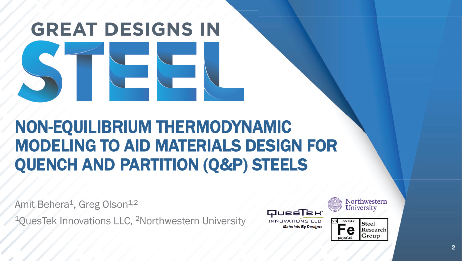 [Presentation Thumbnail: Non-Equilibrium Thermodynamic Modeling to Aid Materials Design for Quench and Partition (Q&P) Steels]