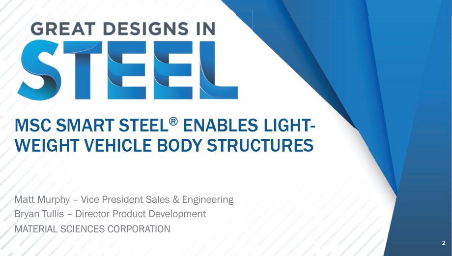 [Presentation Thumbnail: MSC Smart Steel ® Enables Lightweight Vehicle Body Structures]
