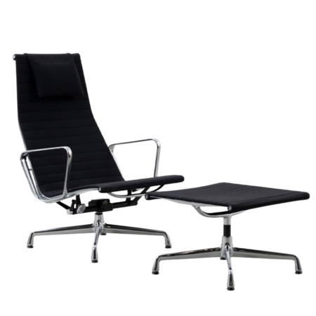 Eames EA124 stoel en hocker EA125 zwart hopsak Vitra