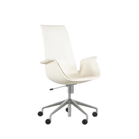 Fabricius en Kastholm FK Tulip Bureaustoel Wit Creme Leer Walter Knoll