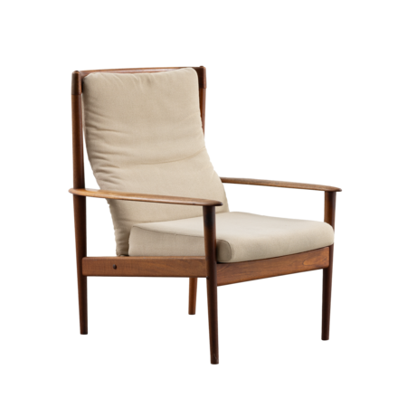 Grete Jalk fauteuil PJ56 met hoge rug teak jaren 60