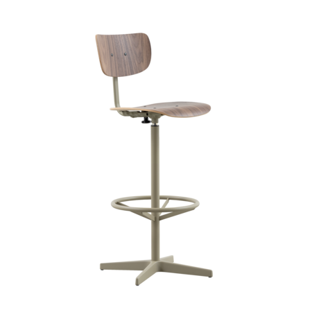 Jops Barstoel Geelgrijs | Walnoot