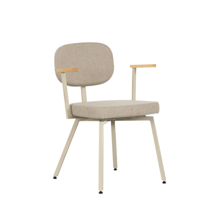 MK Stoel met eiken armleggers Kiezelgrijs | Kiezel