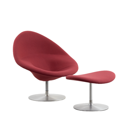 Pierre Paulin Globe fauteuil + ottoman rood Artifort jaren 60