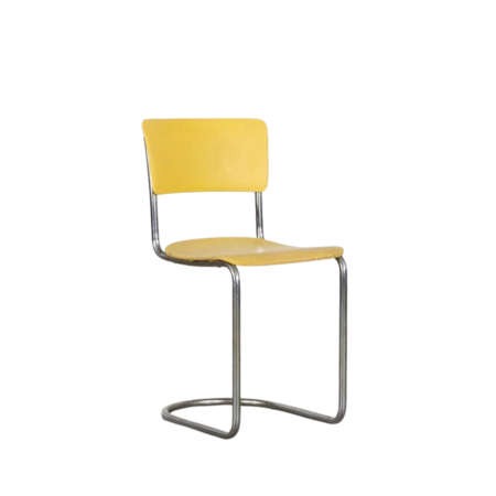 Set van 5 Gispen 108 stoelen geel skai origineel jaren 30